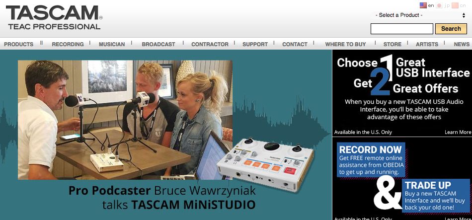 Tascam homepage teaser Tascam homepage teaser